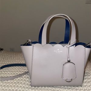 Kate Spade Magnolia Street Mina Mini Leather Purse - Like New - Grey and Navy